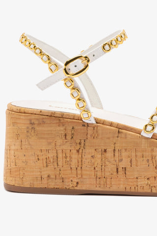 Gio Milanina Flatform In White Patent Leather and Natural Cork