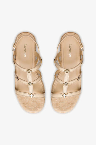 Harmony Flatform Sandal In Beige Raffia