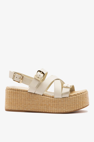 Patti Flatform Ivory Leather Sandal Larroudé