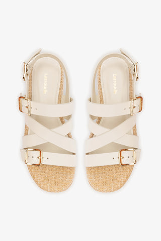 Patti Flatform Ivory Leather Sandal Larroudé