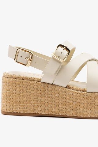 Patti Flatform Ivory Leather Sandal Larroudé