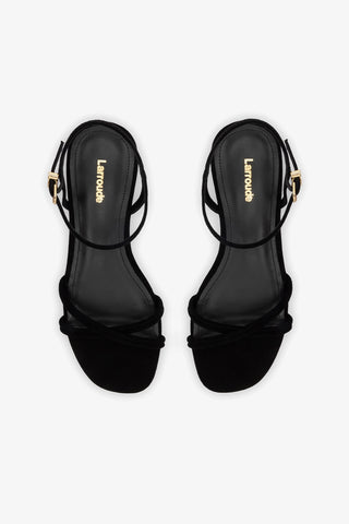 Annie Sandal Ankle Tie In Black Leather