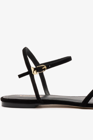 Annie Sandal Ankle Tie In Black Leather