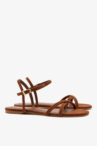 Annie Ankle Strap Sandal In Burnt Umber Leather