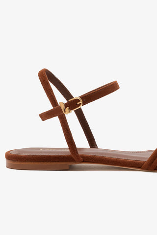 Annie Ankle Strap Sandal In Burnt Umber Leather