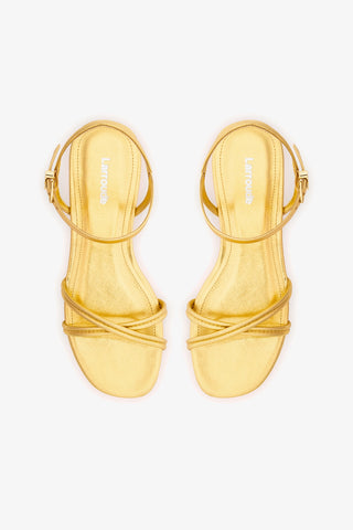 Annie Sandal Ankle Tie In Gold Metallic Leather