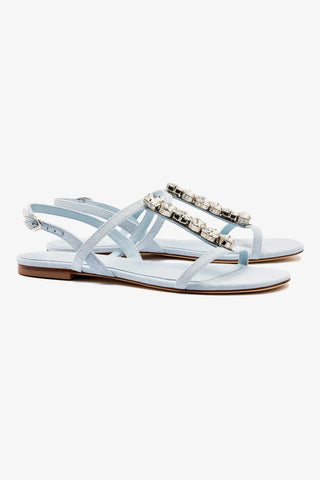 Calypso Flat Sandal In Maya Denim and Crystals