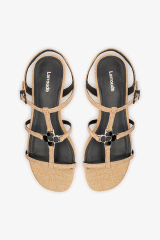Hana Flat Sandal Beige Raffia Flat - Sandal Larroudé