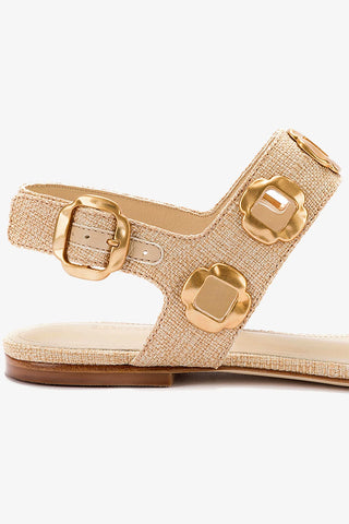 Milan Flat Sandal In Beige Raffia