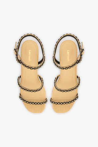 Milanina Flat Sandal In Beige Raffia