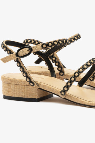 Milanina Flat Sandal In Beige Raffia