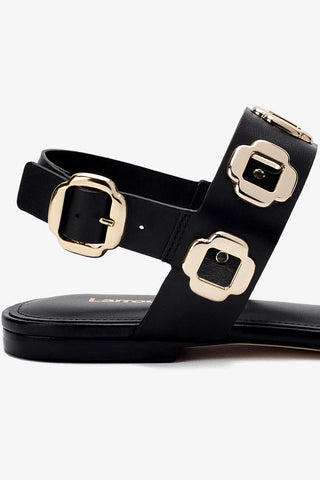 Milan Flat Sandal In Black Leather