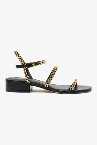 Milanina Flat Sandal In Black Leather