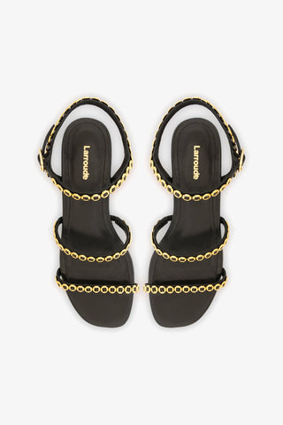 Milanina Flat Sandal In Black Leather