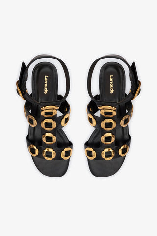 Milan Gladiator Flat In Black Leather