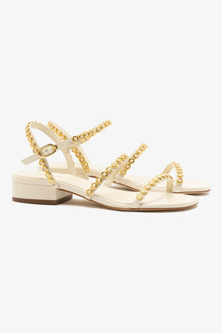 Milanina Flat Sandal In Ivory Leather