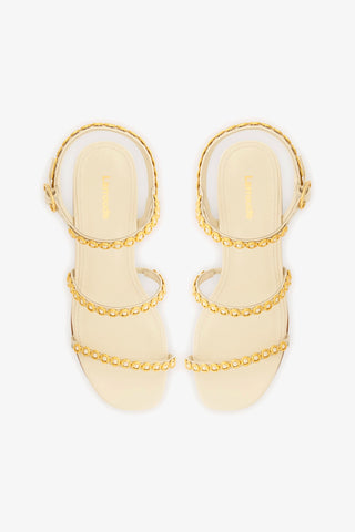 Milanina Flat Sandal In Ivory Leather