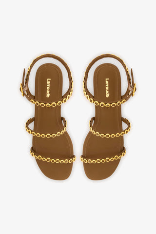 Milanina Flat Sandal In Russet Leather