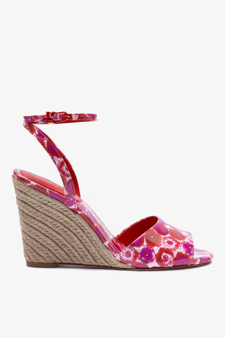 Larroudé x Jonathan Cohen Yves Wedge In Red Abstract Printed Patent Leather