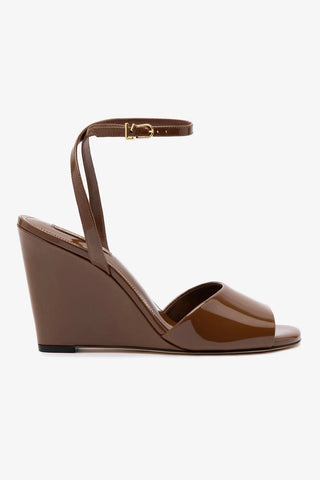 Yves Wedge In Burnt Umber Patent Leather