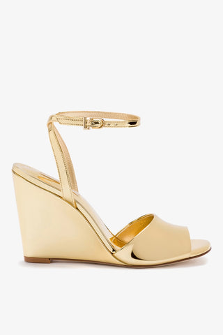 Yves Wedge In Gold Specchio Sandal Larroudé