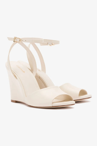 Yves Wedge In Ivory Leather