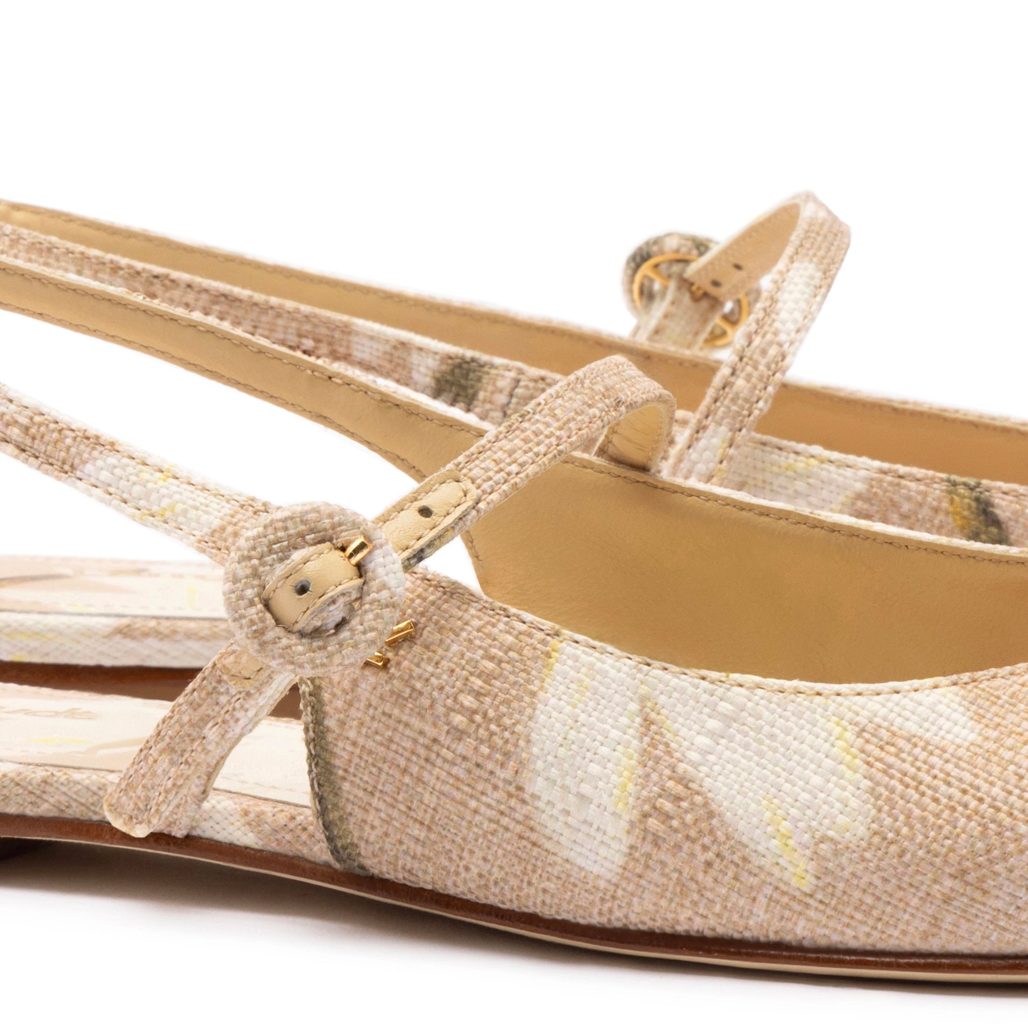 Georgina Ballet Flat In Beige Printed Raffia