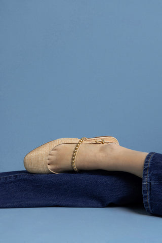 Georgina Milanina Ballet Flat In Beige Raffia Ballet Larroudé