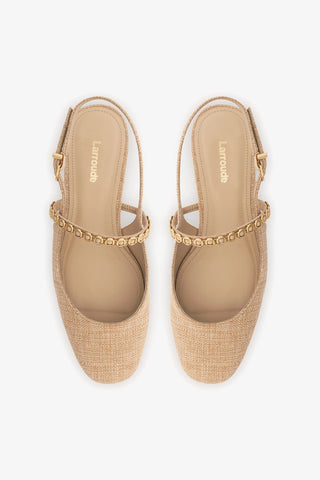 Georgina Milanina Ballet Flat In Beige Raffia Ballet Larroudé