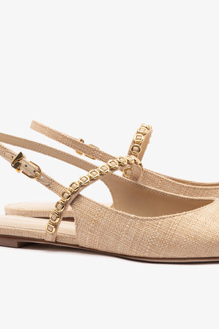 Georgina Milanina Ballet Flat In Beige Raffia Ballet Larroudé