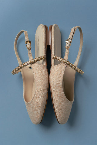 Georgina Milanina Ballet Flat In Beige Raffia Ballet Larroudé