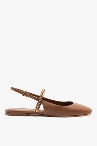 Georgina Milanina Ballet Flat In Caramel Leather