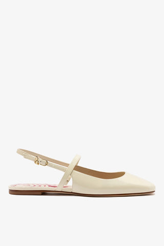 Georgina Ballet Flat Ivory Patent Leather Flat Larroudé