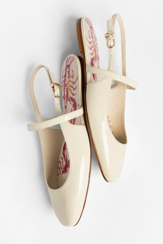 Georgina Ballet Flat Ivory Patent Leather Flat Larroudé