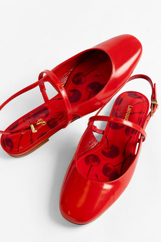 Georgina Ballet Flat Scarlet Leather Ballet Larroudé
