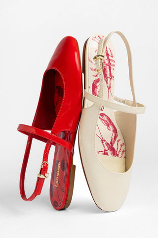 Georgina Ballet Flat Scarlet Patent Leather Flat Larroudé