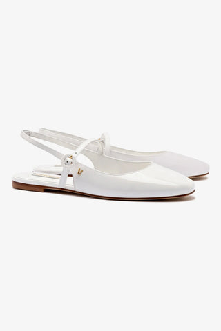 Georgina Ballet Flat In White Patent Leather