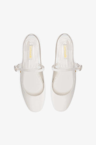 Georgina Ballet Flat In White Patent Leather