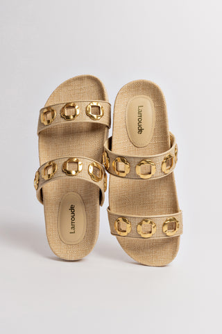 Milan Slide In Beige Raffia