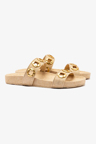 Milan Slide In Beige Raffia