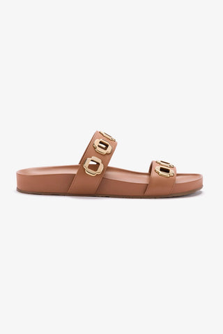 Milan Slide In Caramel Leather