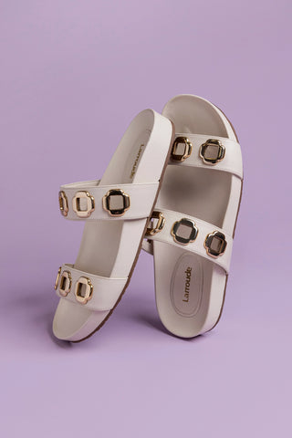 Milan Slide In Ivory Leather