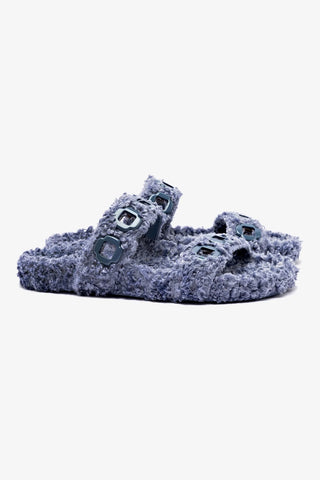 Milan Slide In Blue Faux Fur