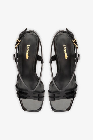 Daphne Sandal Black Patent Leather Sandal Larroudé
