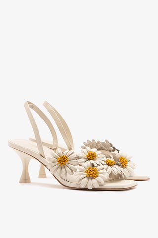 Fiore Sandal Ivory Leather Womens - Shoes - Sandals Larroudé