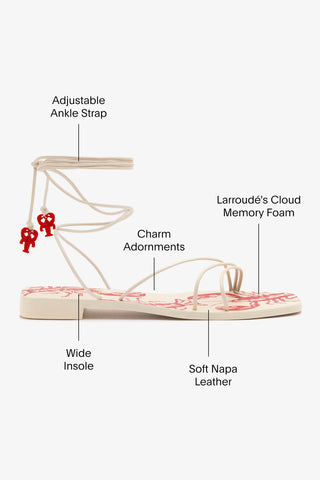 Nadia Flat Sandal In Ivory Leather