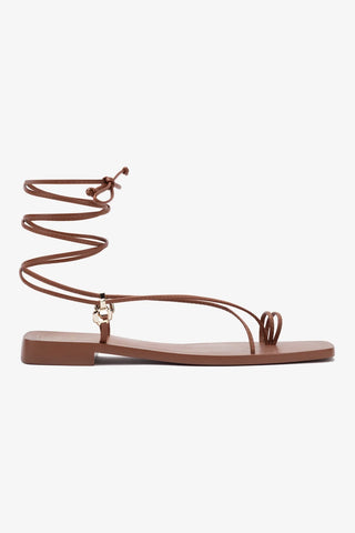 Portofino Flat Sandal In Caramel Leather