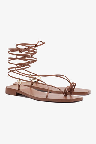 Portofino Flat Sandal In Caramel Leather