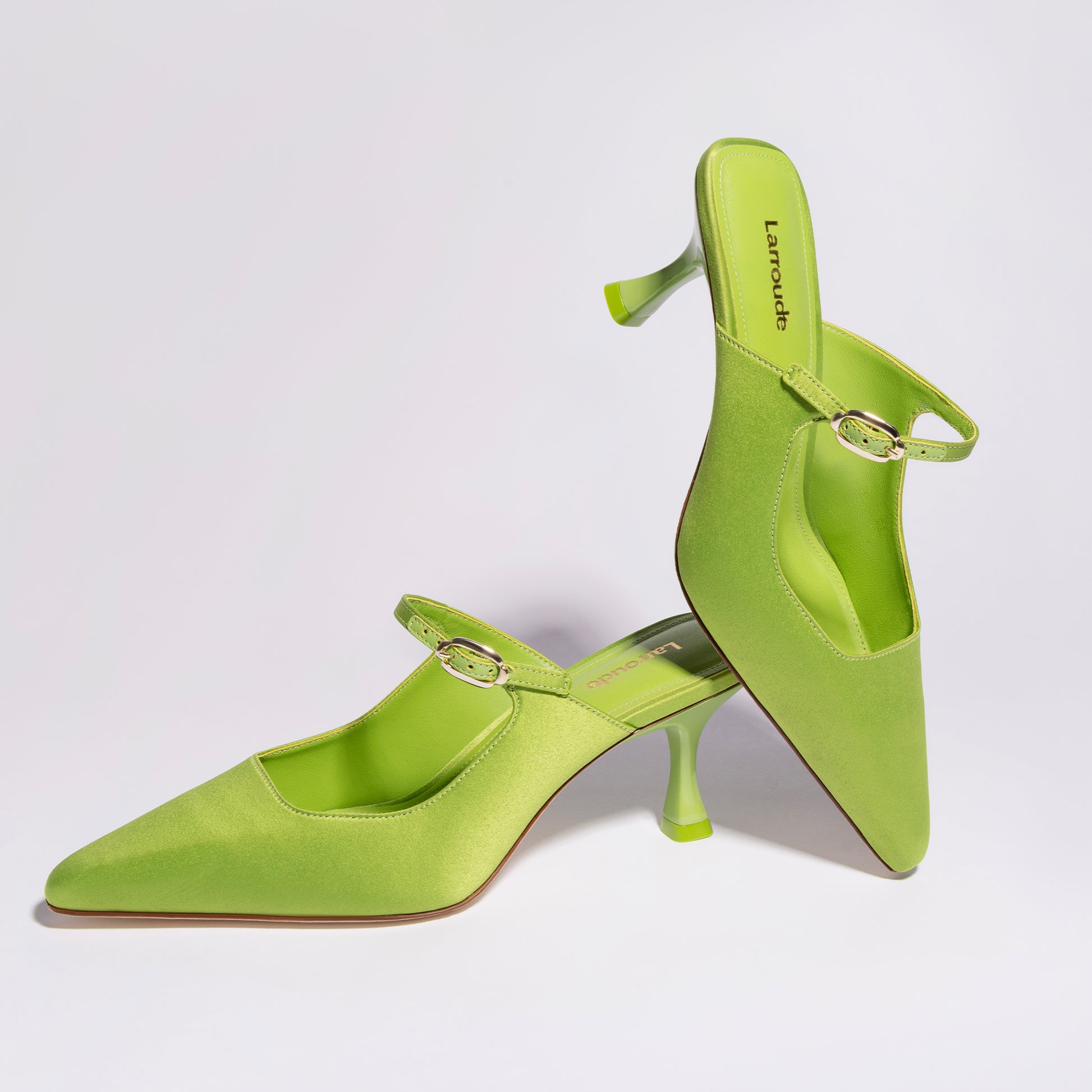 Ines Mule In Kiwi Satin