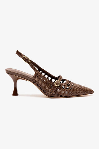 Ines Macrame Pump In Burnt Umber Leather